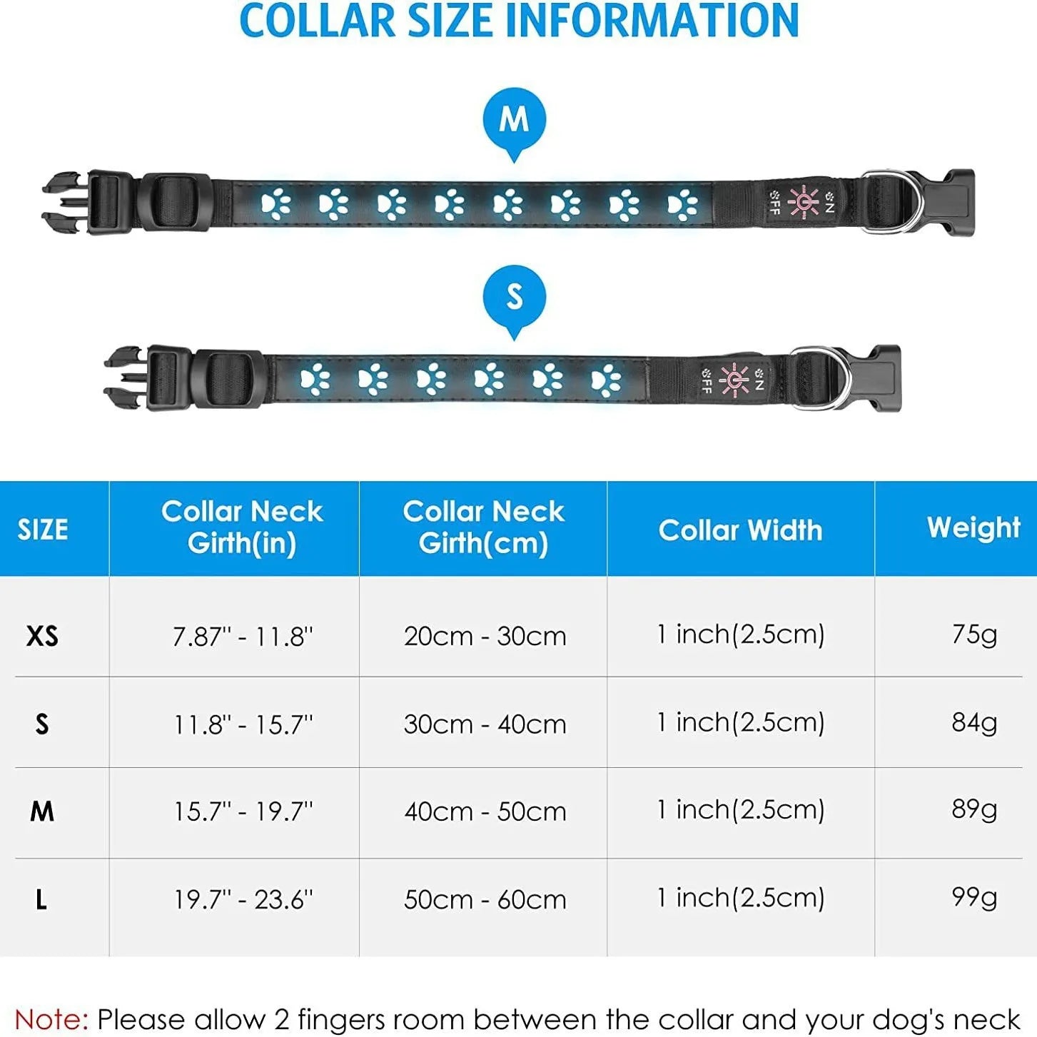 Rechargeable LED Dog Collar