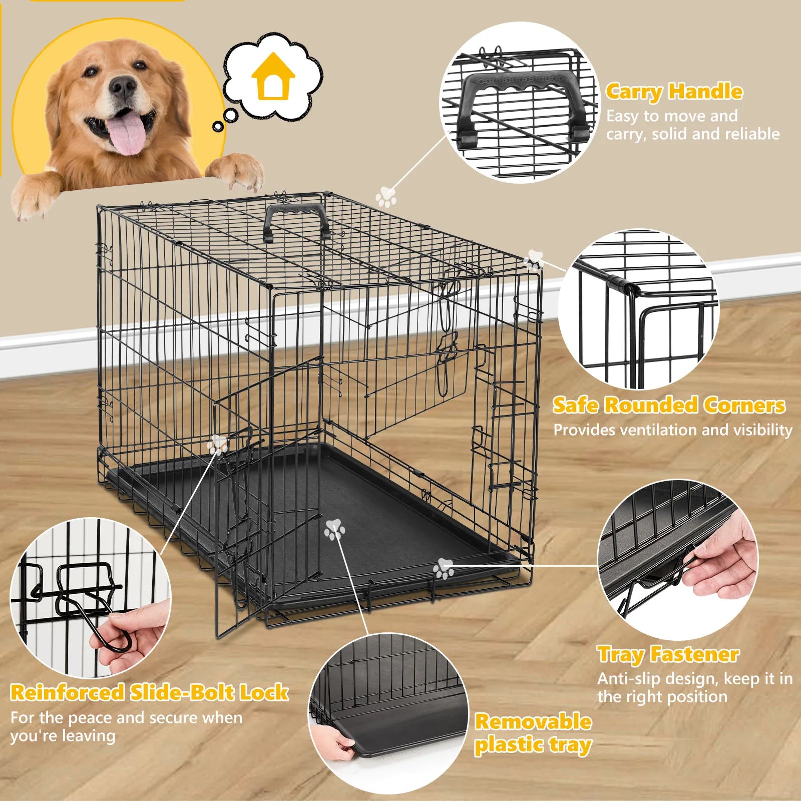 48 Inch Double Door Folding Cage