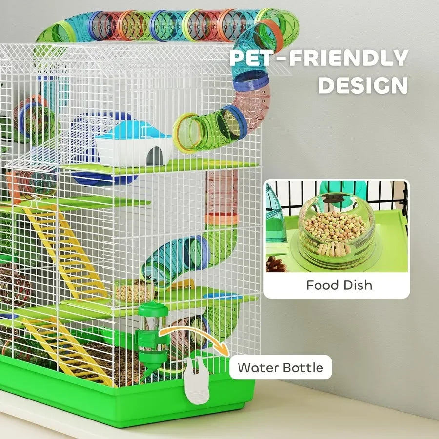 Small Animal Cage with Tubes and Tunnels