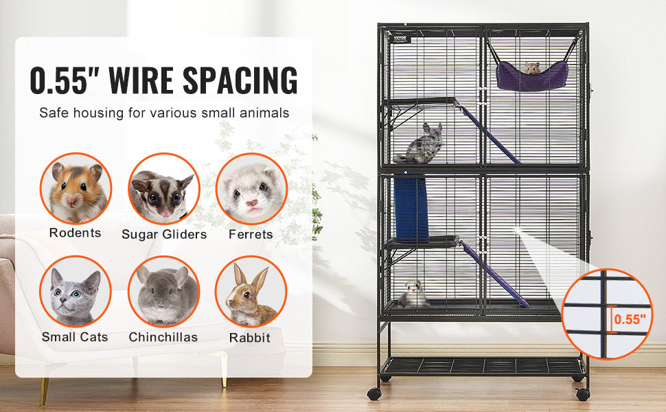 64.6" Rolling Metal Ferret Cage