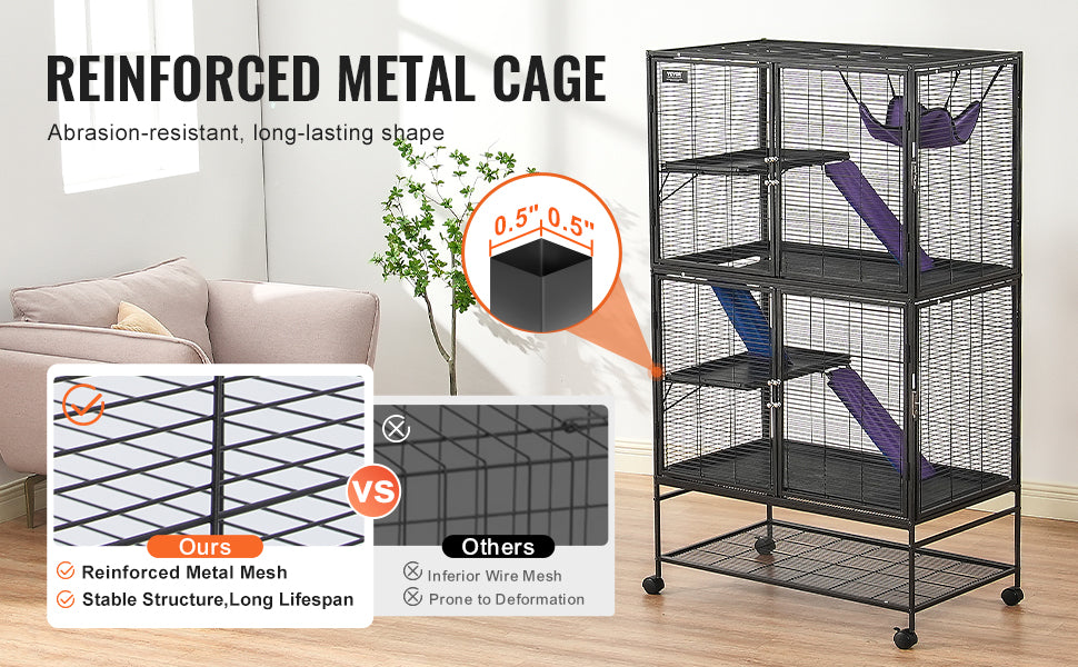 64.6" Rolling Metal Ferret Cage
