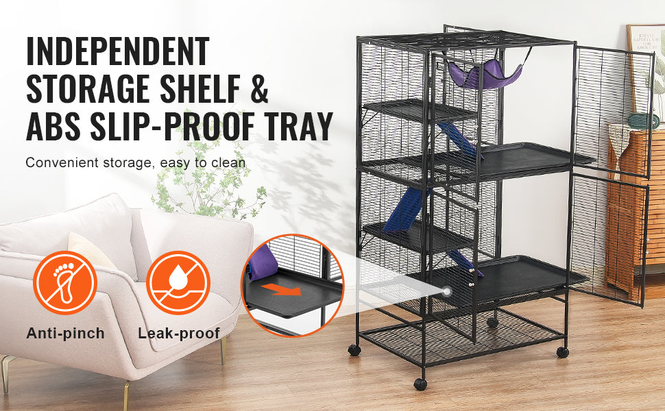 64.6" Rolling Metal Ferret Cage